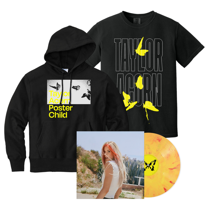 "Poster Child" SIGNED Solar Flare Vinyl + "Taylor Butterfly" T-Shirt + "Poster Child" Pullover Hoodie