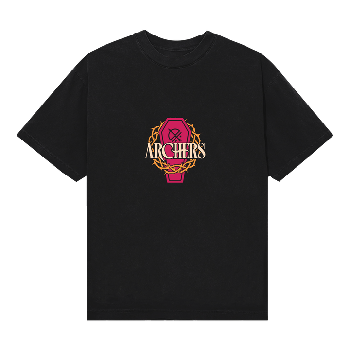 "I Was Here, I Can Prove It" Neon Coral Vinyl + "Coffin of Thorns" T-Shirt — Image 3 of 4