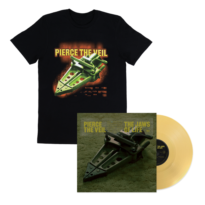 "Jaws Cover" T-Shirt + "The Jaws Of Life" Custard Vinyl — Image 1 of 3