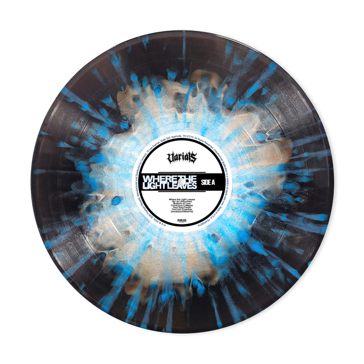 "WHERE THE LIGHT LEAVES" Black Ice and White w/ Sky Blue Splatter Vinyl