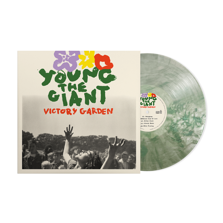 "Victory Garden" Ivory T-Shirt + Iridescent Green Vinyl — Image 2 of 3
