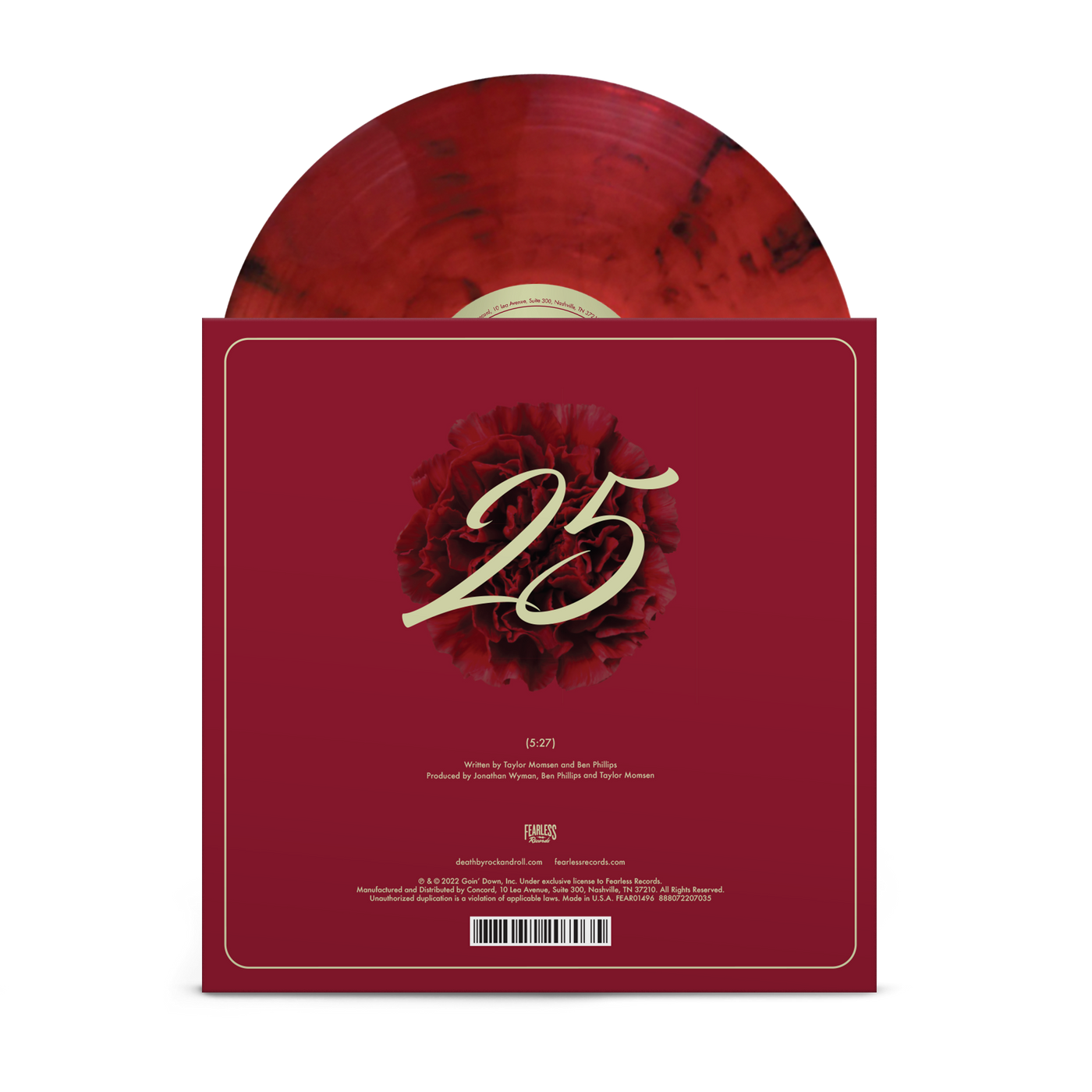 "25" Translucent Red w/ Smoky Black Swirl 7"