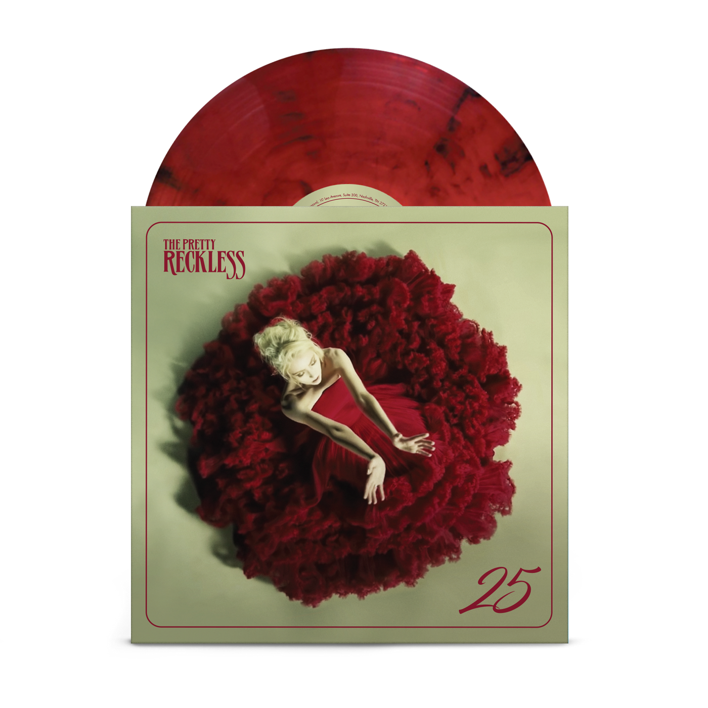 "25" Translucent Red w/ Smoky Black Swirl 7"