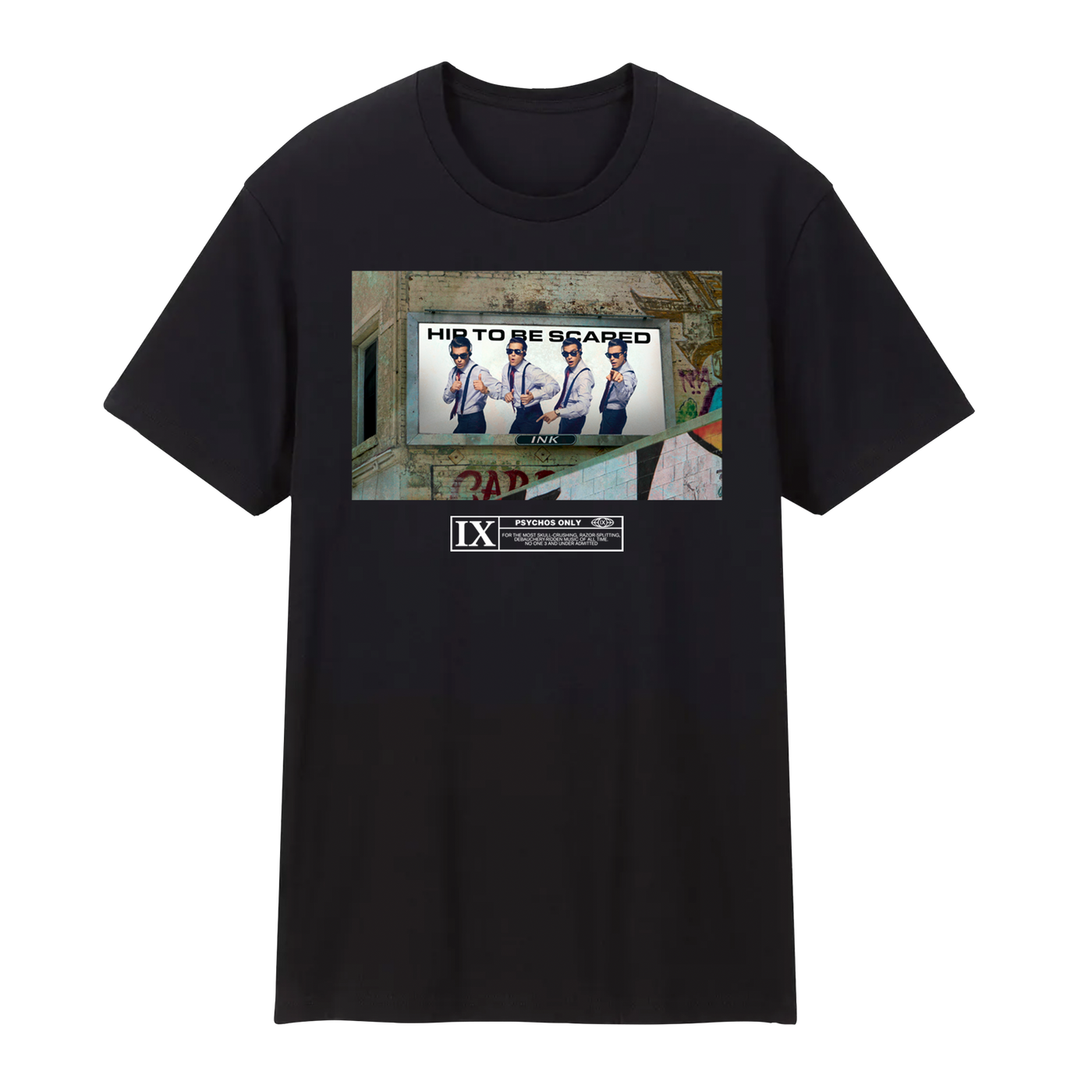 "Hip To Be Scared Billboard" Black T-Shirt